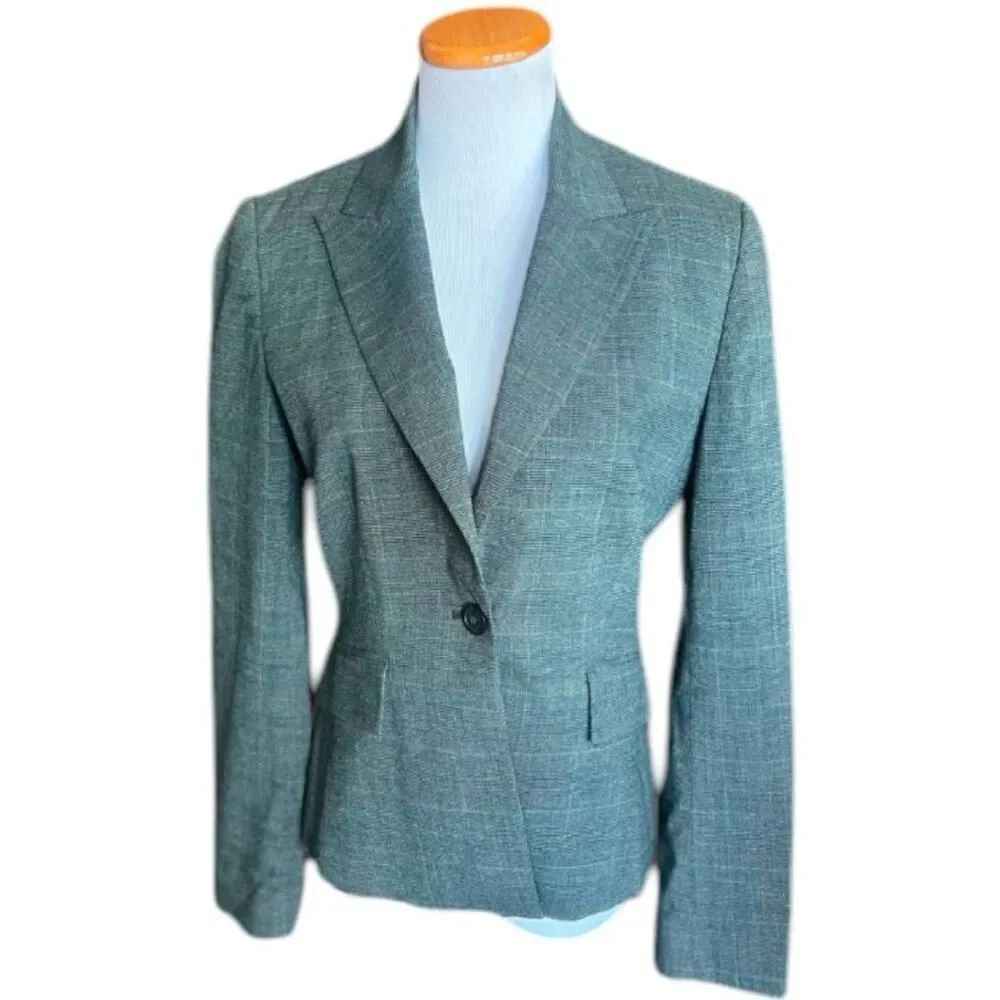 Womens Espirit Collection Charcoal Plaid Chic Dress Jacket Blazer - Sz 8